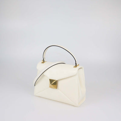Valentino Ivory Leather Small One Stud Top Handle Bag