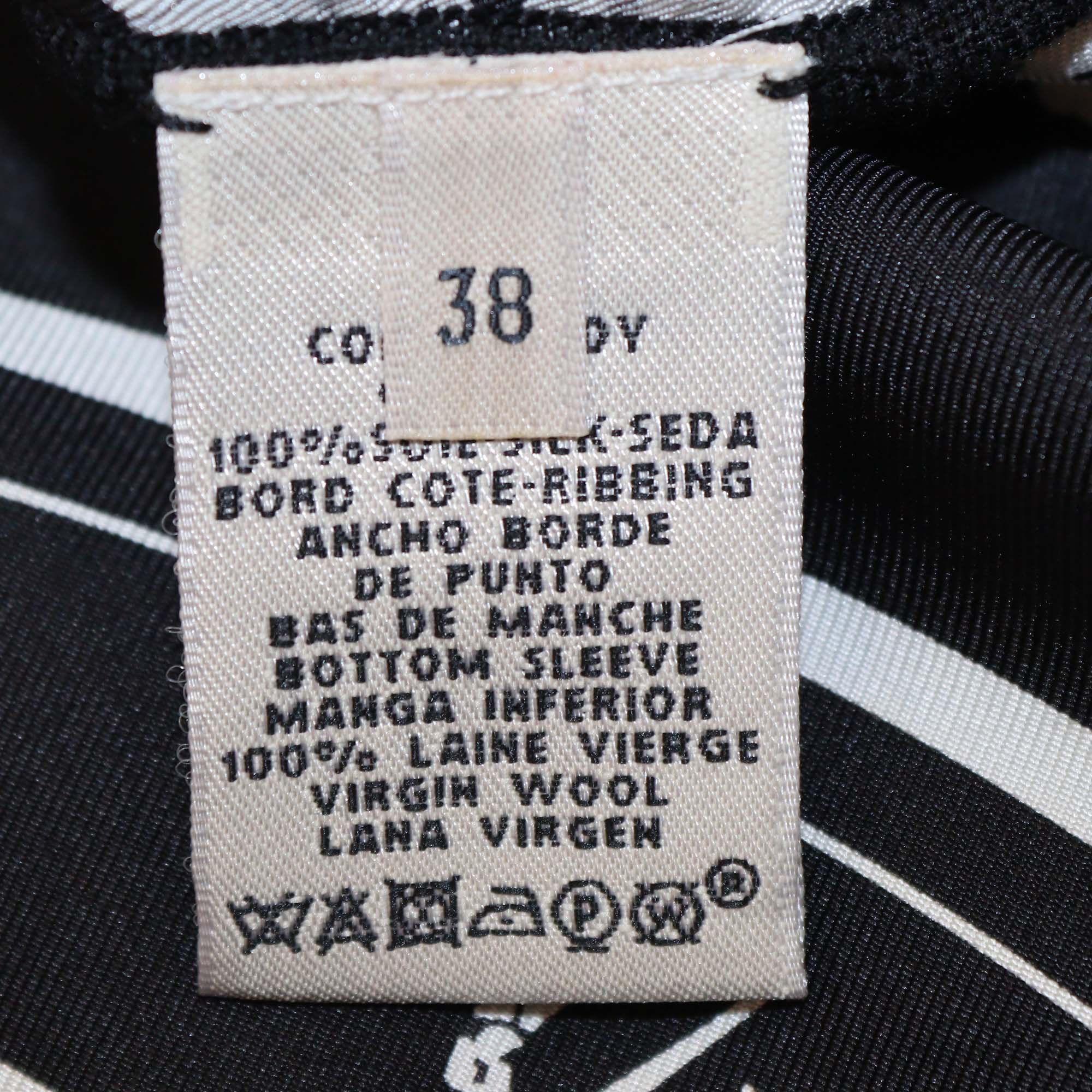 Hermes Black Silk Blended Ex Libris Print Buttons Up Long Sleeve Sweater
