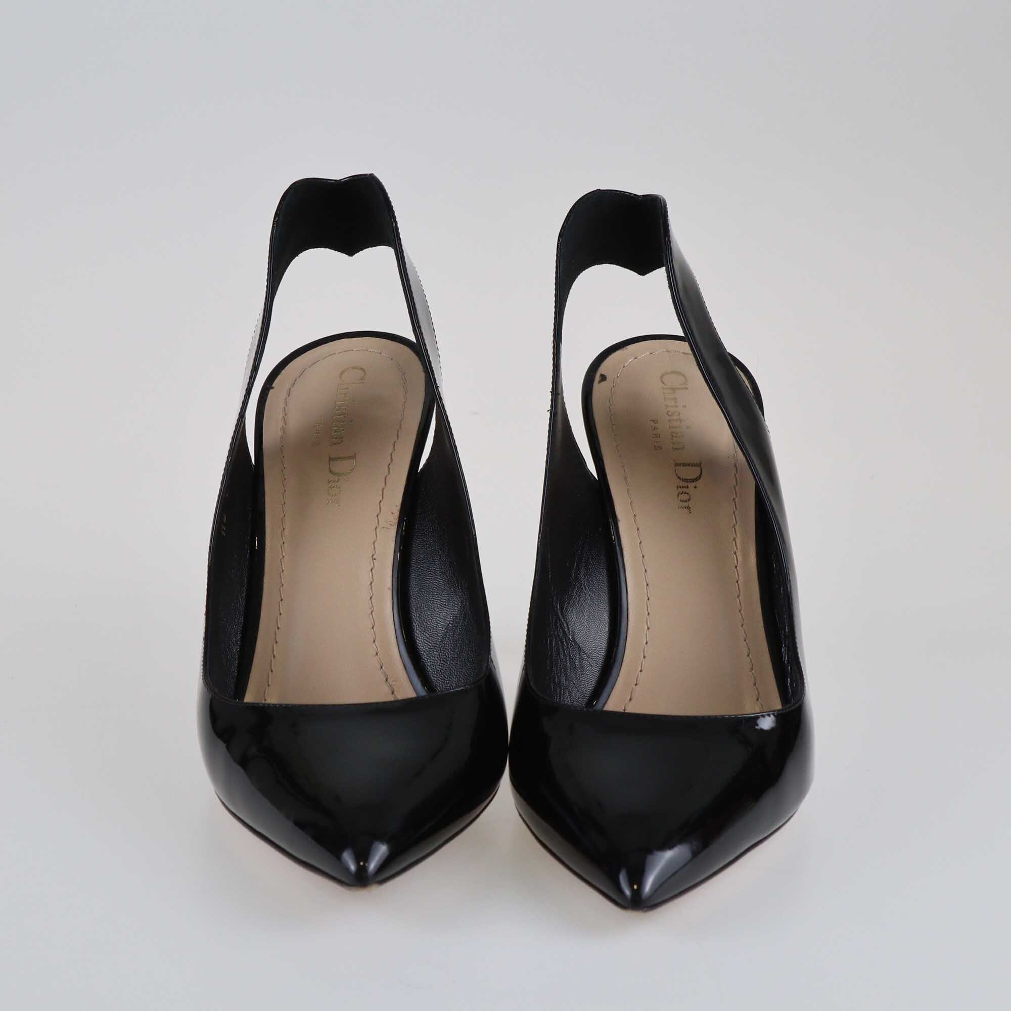 Christian Dior Black Pointed Toe Slingback Pumps Shoes Christian Dior 