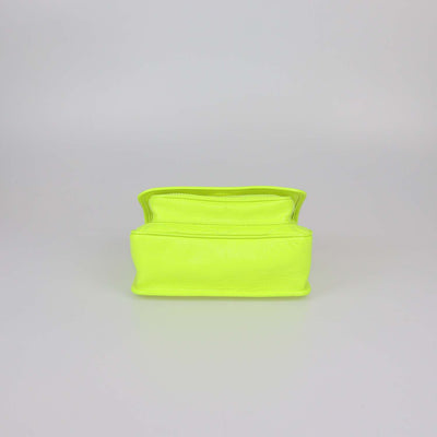 Saint Laurent Neon Green Crinkled Leather Baby Niki Shoulder Bag