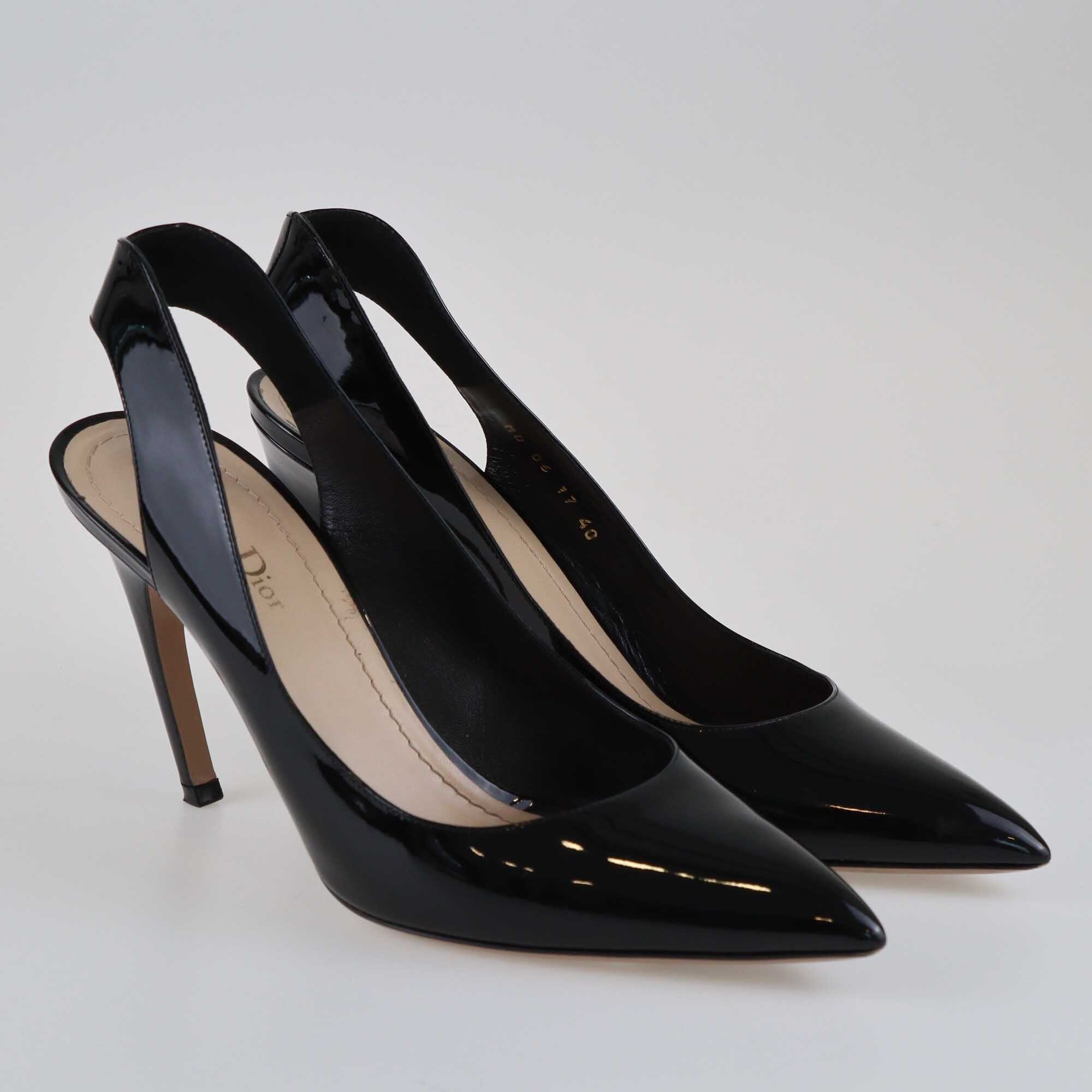 Christian Dior Black Pointed Toe Slingback Pumps Shoes Christian Dior 