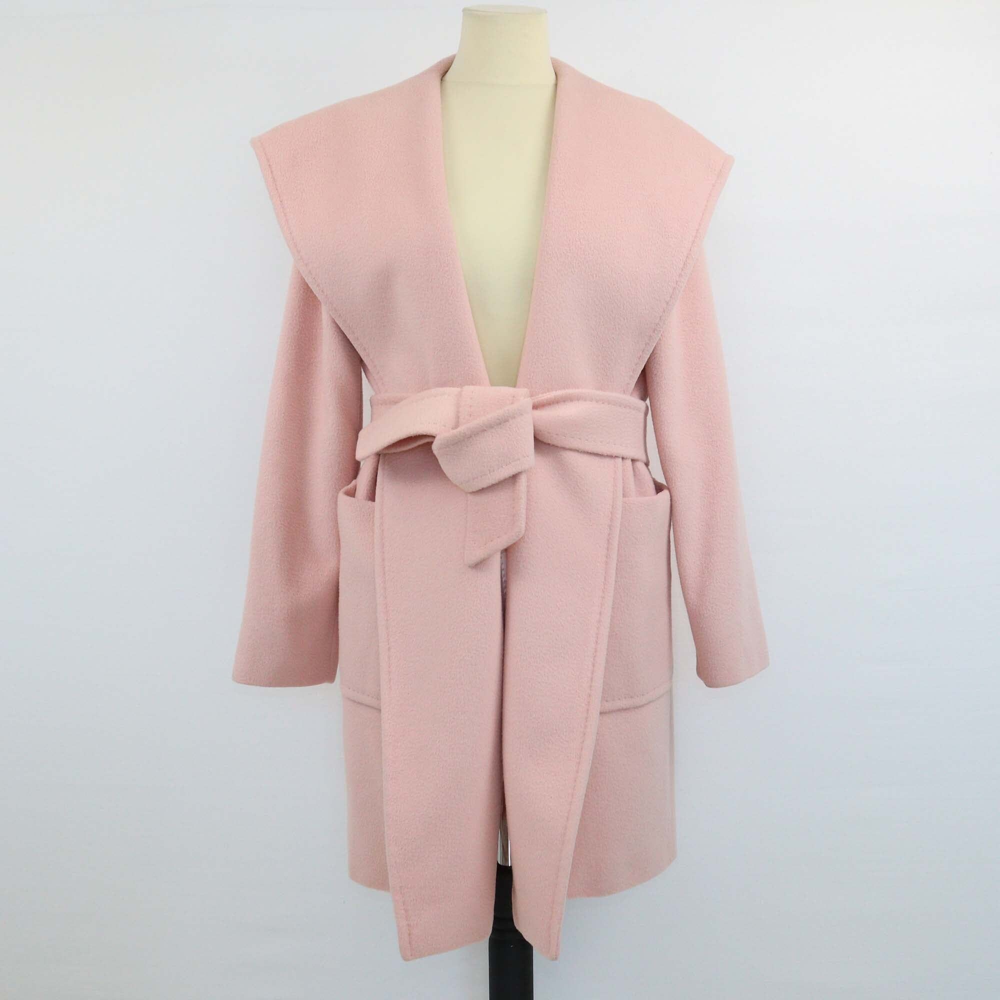 Max Mara Pink Belted Hoodie Robe Coat Womens Max Mara 