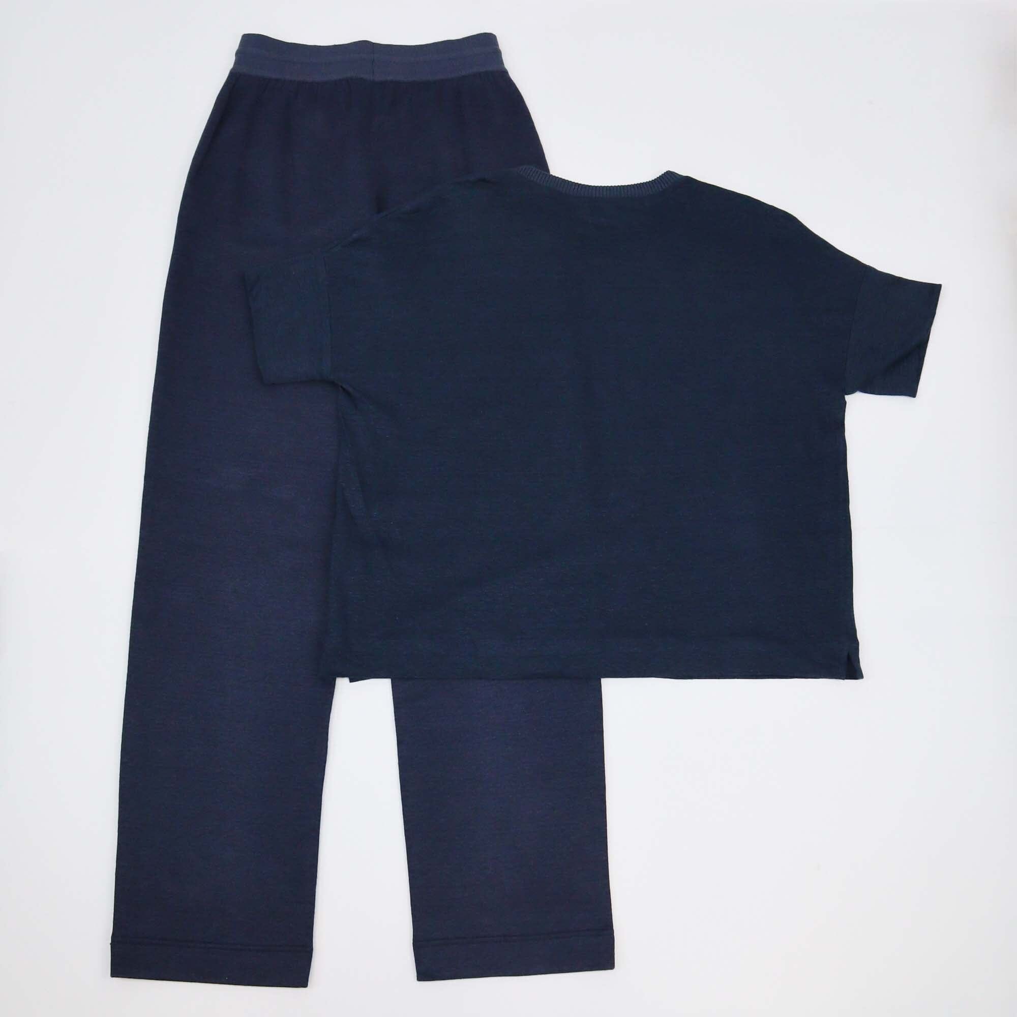 Loro Piana Navy Blue Crew Neck T-Shirt & Drawstring Detail Joggers Womens Loro Piana 