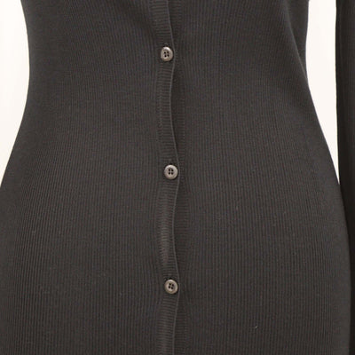 Prada Black Silk Turkey Feather Cuffs Ribbed Knit Long Sleeve Cardigan