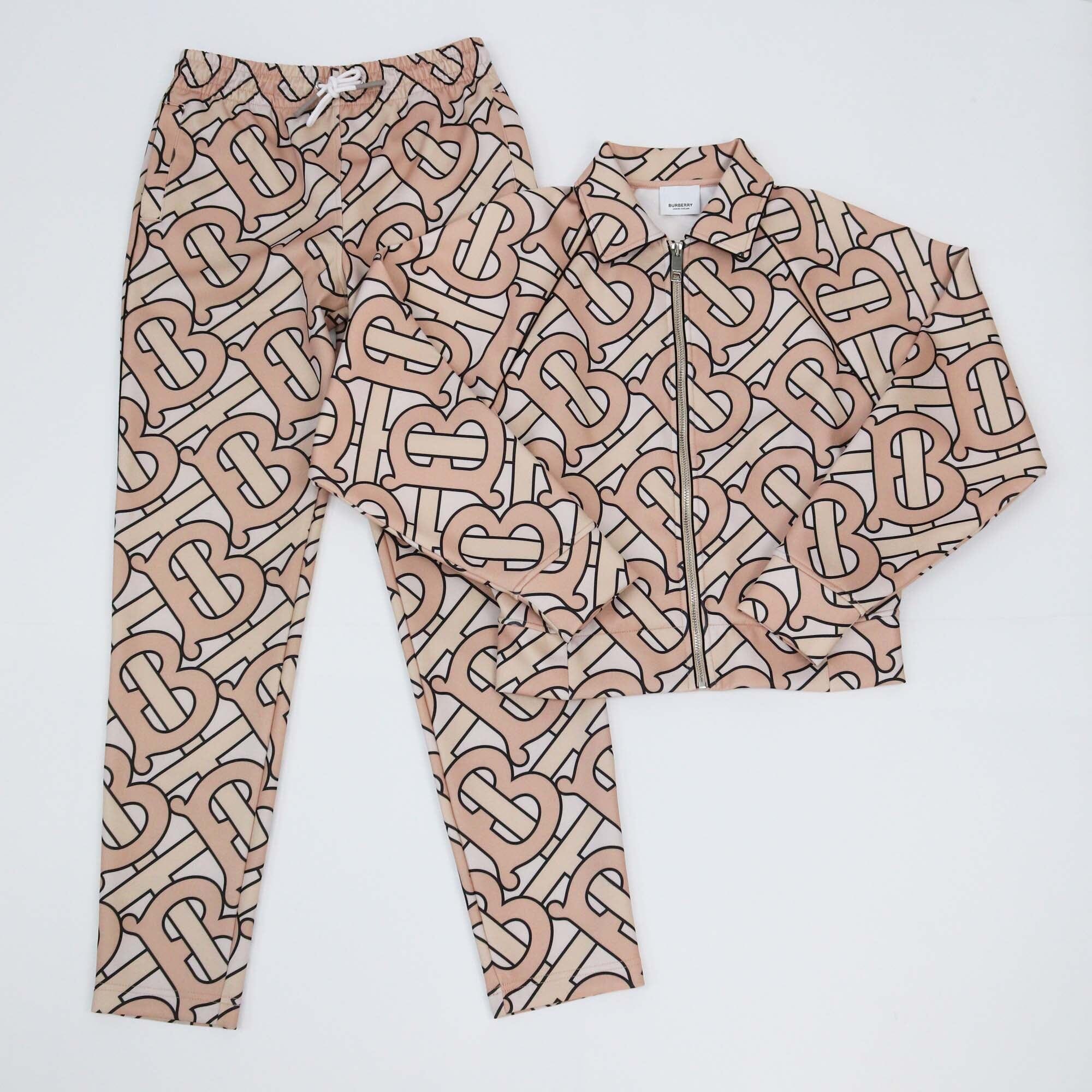 Burberry Pink TB Print Jacket & Pants Set Womens Burberry 