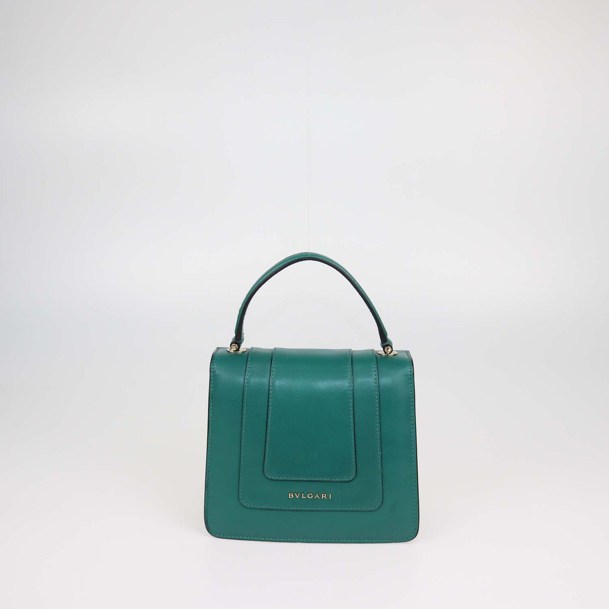 Bvlgari Green Leather Serpenti Forever Top Handle Bag