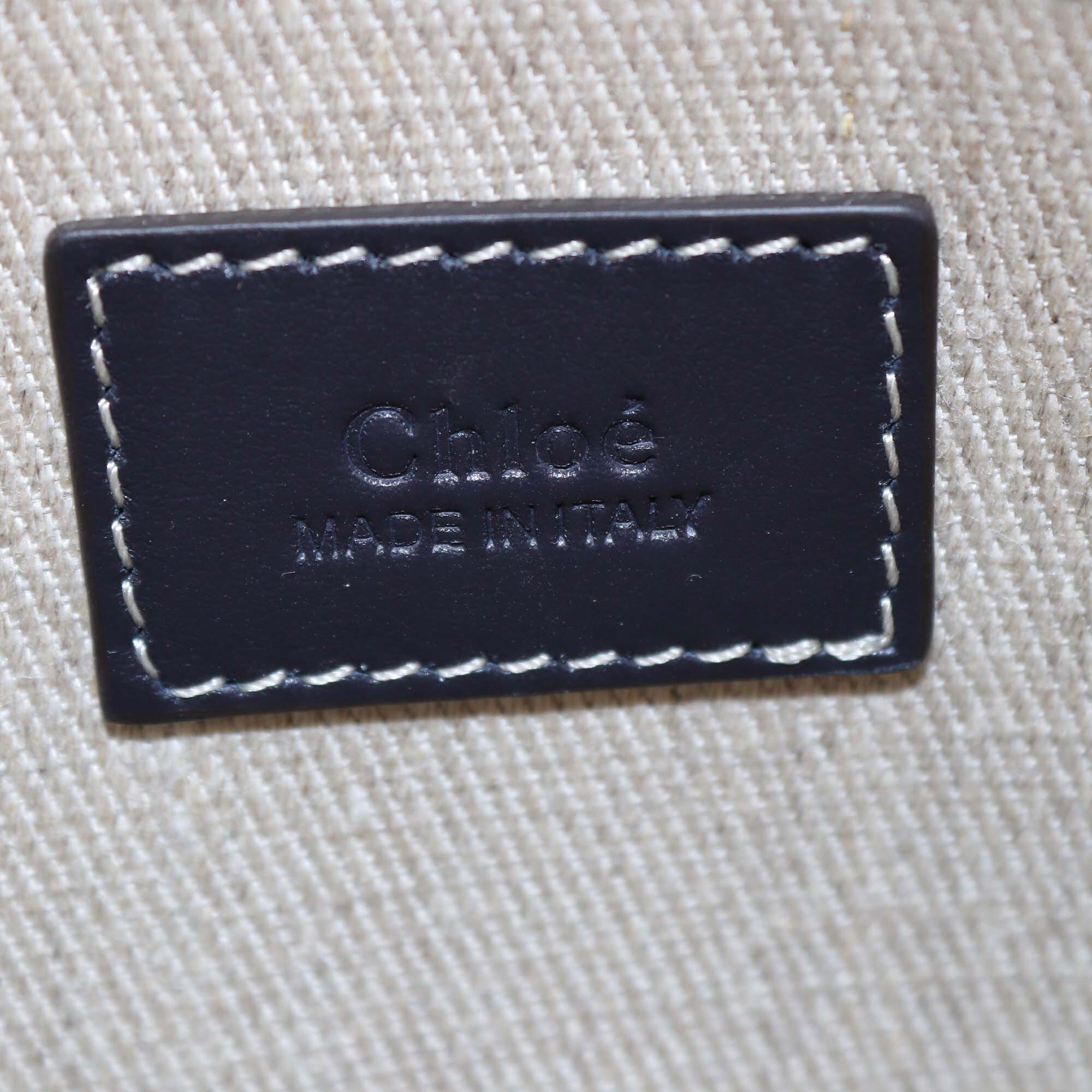 Chloe Black/Beige Small Canvas Woody Tote Womens Chloe 