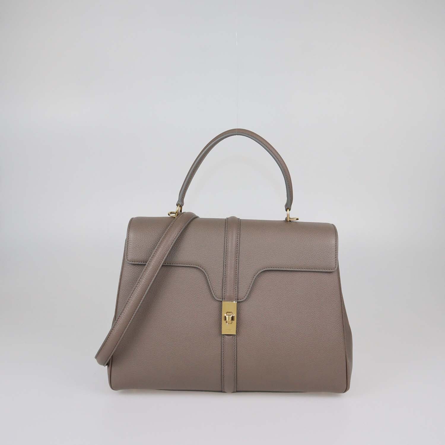 Celine Beige Leather Medium 16 Top Handle Bag