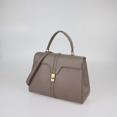 Celine Beige Leather Medium 16 Top Handle Bag