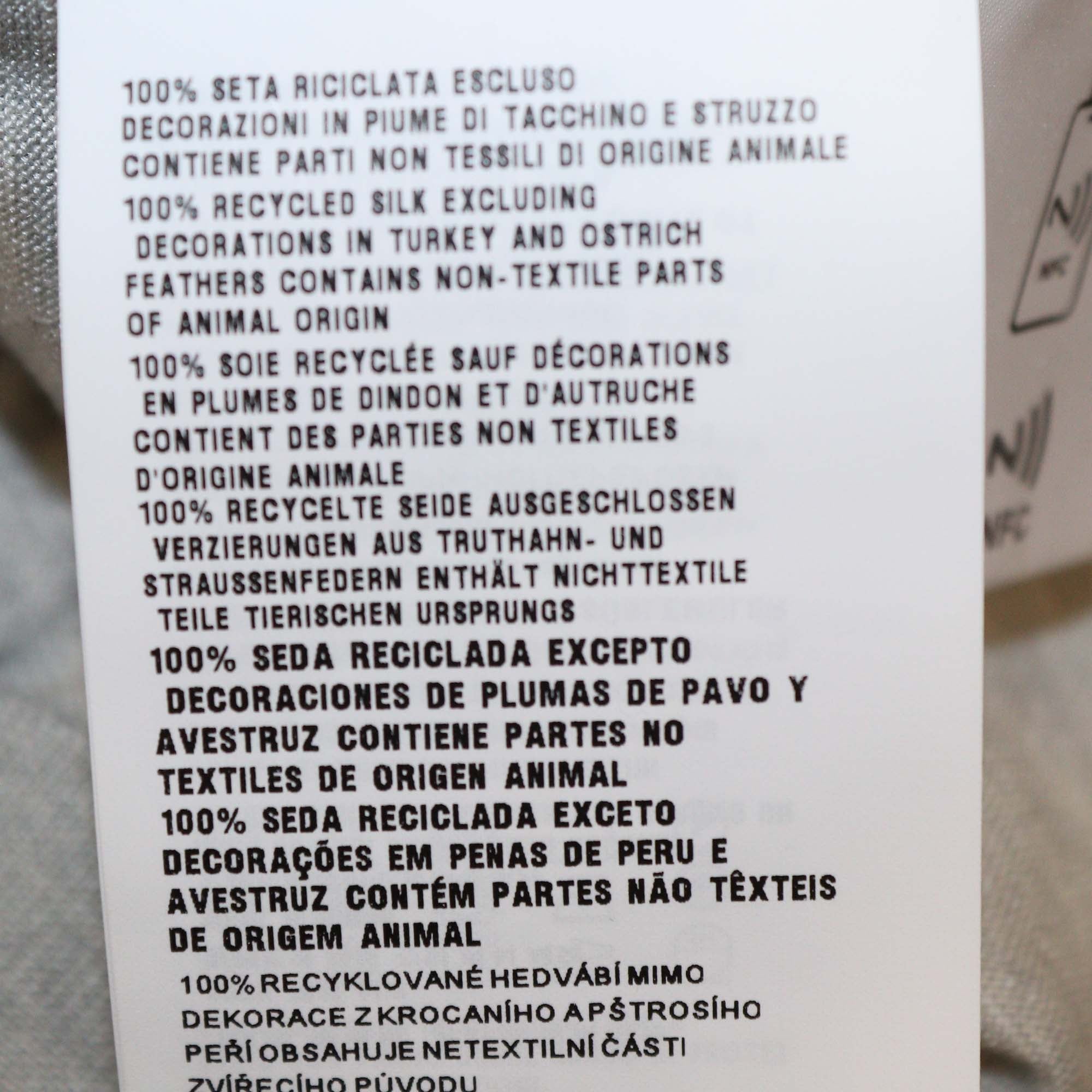 Prada Grey Silk Ostrich Feather Cuff Long Sleeve Cardigan