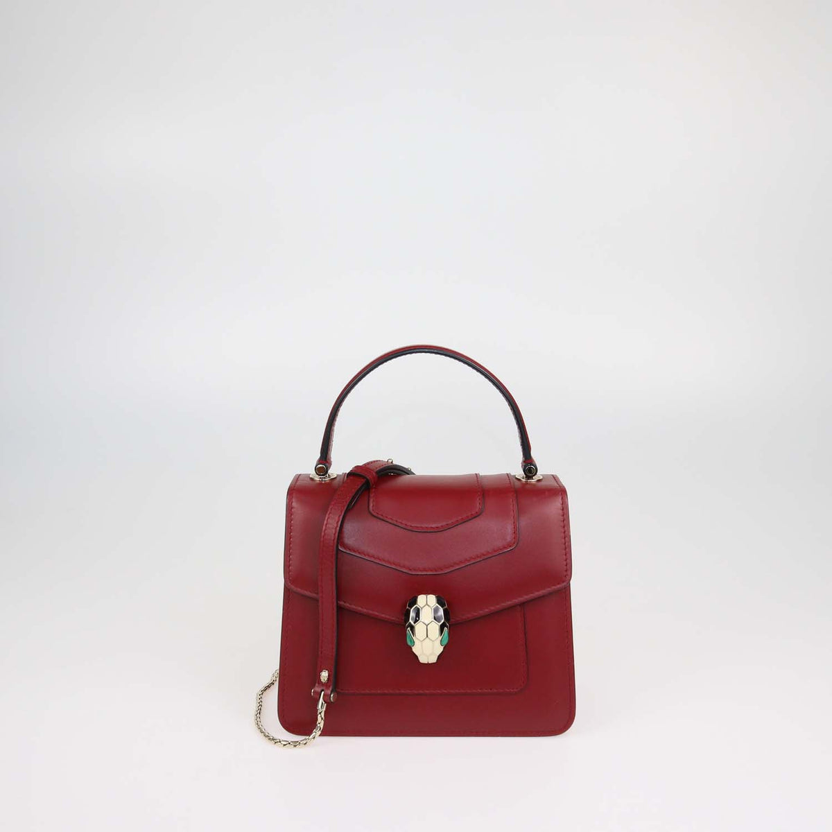 Bvlgari Red Leather Serpenti Forever Top Handle Bag