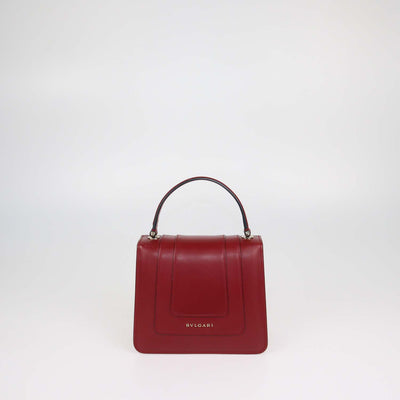 Bvlgari Red Leather Serpenti Forever Top Handle Bag