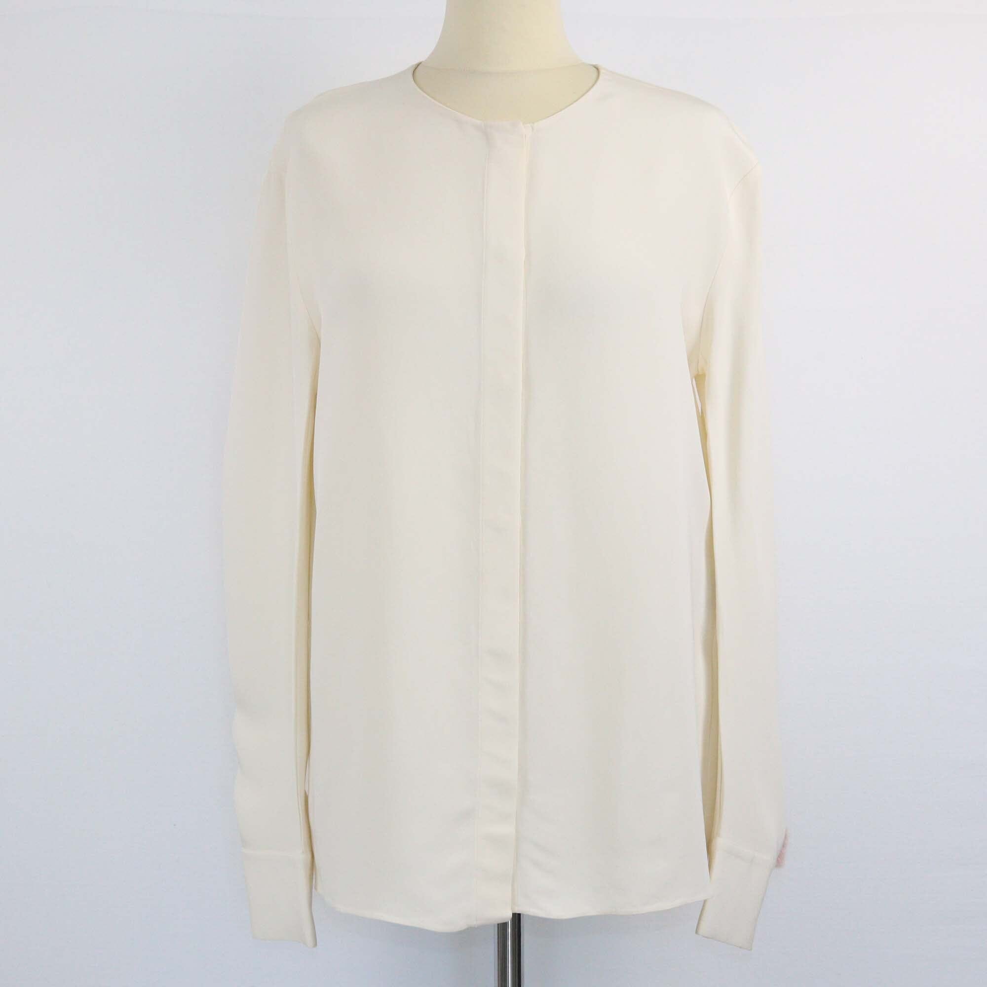 Fendi Cream Fur Trim Longsleeve Shirt Womens Fendi 