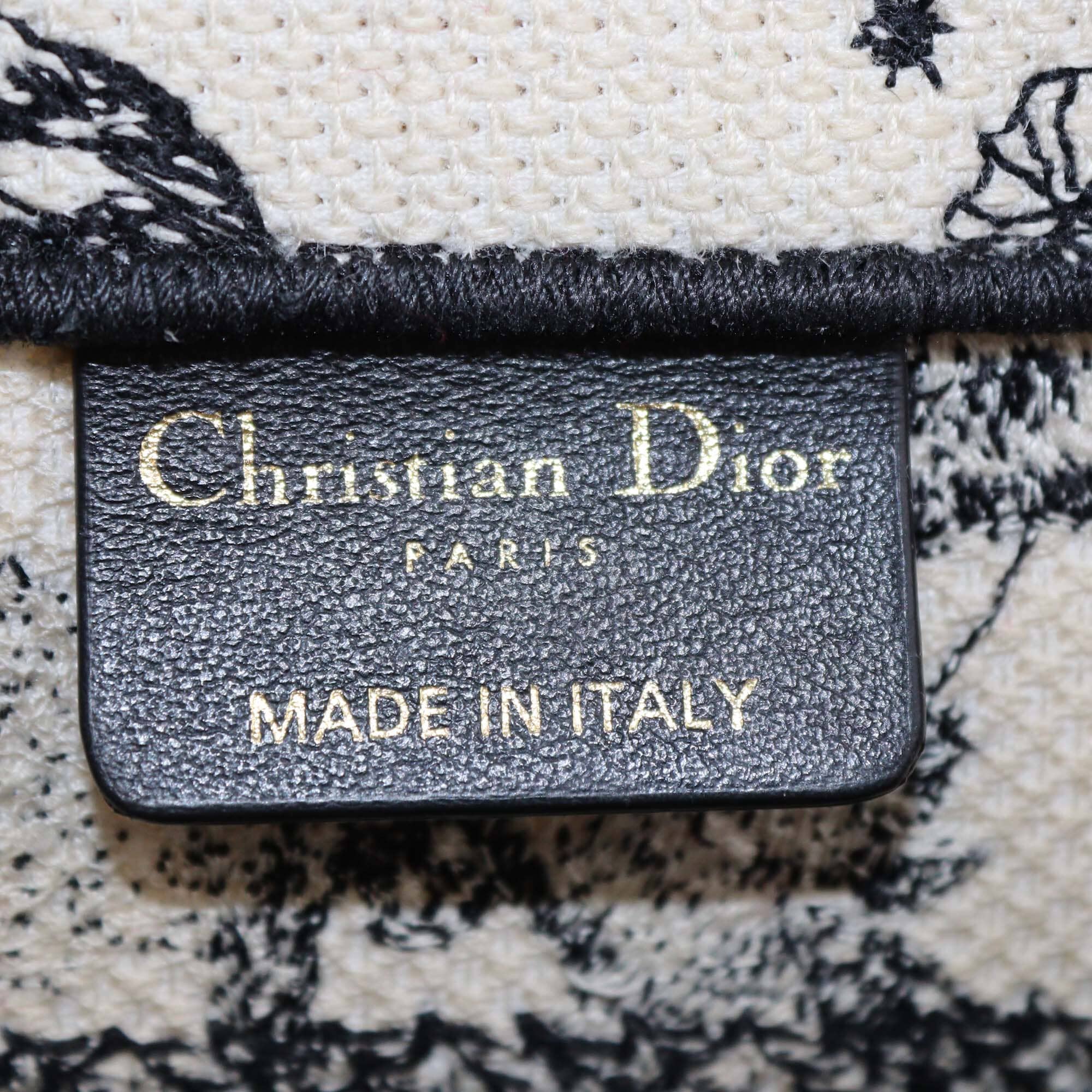 Christian Dior Latte/Black Dior Zodiac Embroidery Canvas Small Book Tote Womens Christian Dior 