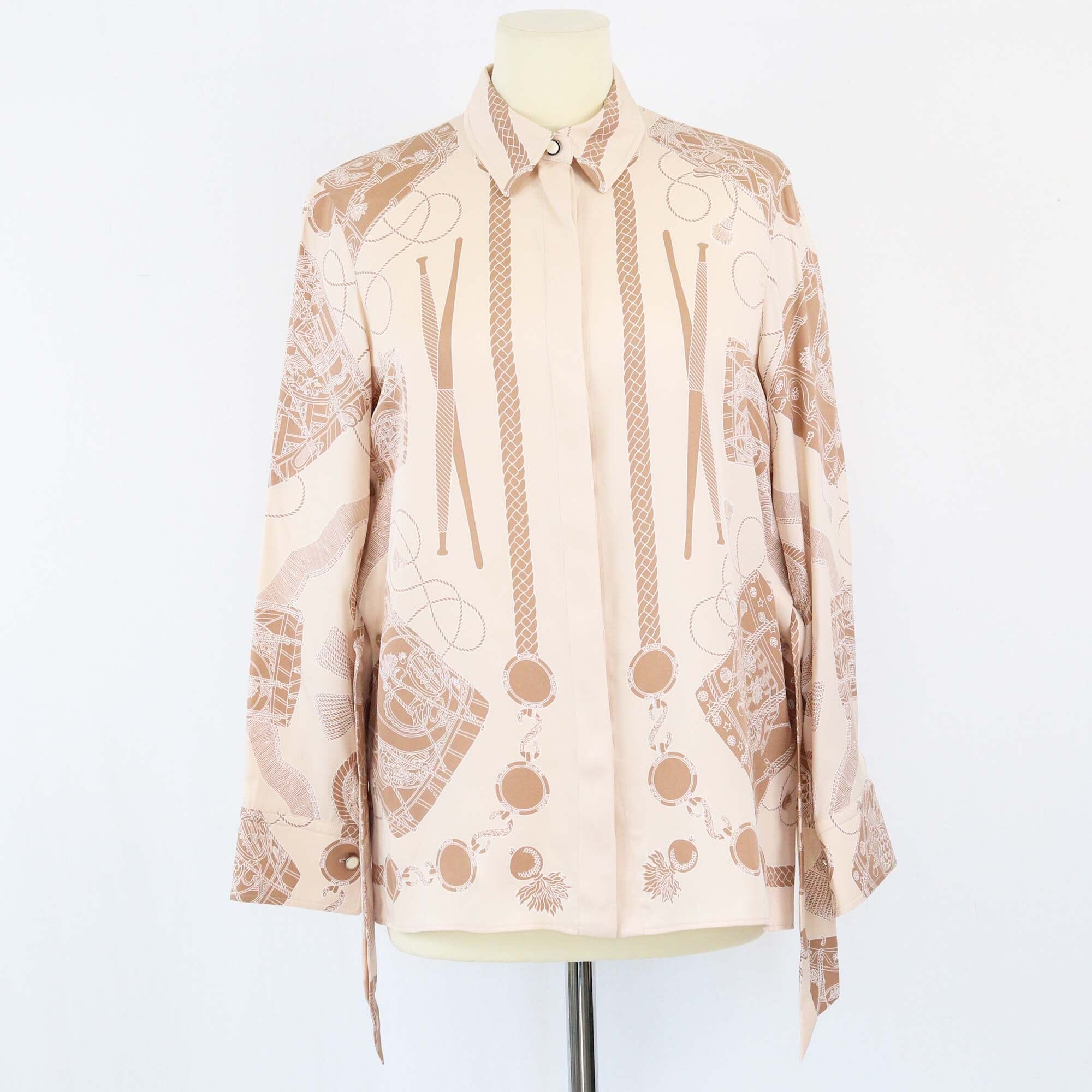 Hermes Pink/Beige Les Tambours Finesse Long Sleeve Shirt Womens Hermes 