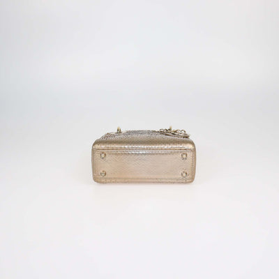 Christian Dior Gold Python Mini Lady Dior Tote