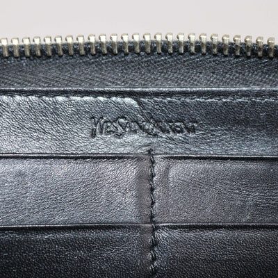 Yves Saint Laurent Black Aged Patent Leather Belle De Jour Zip Around Wallet