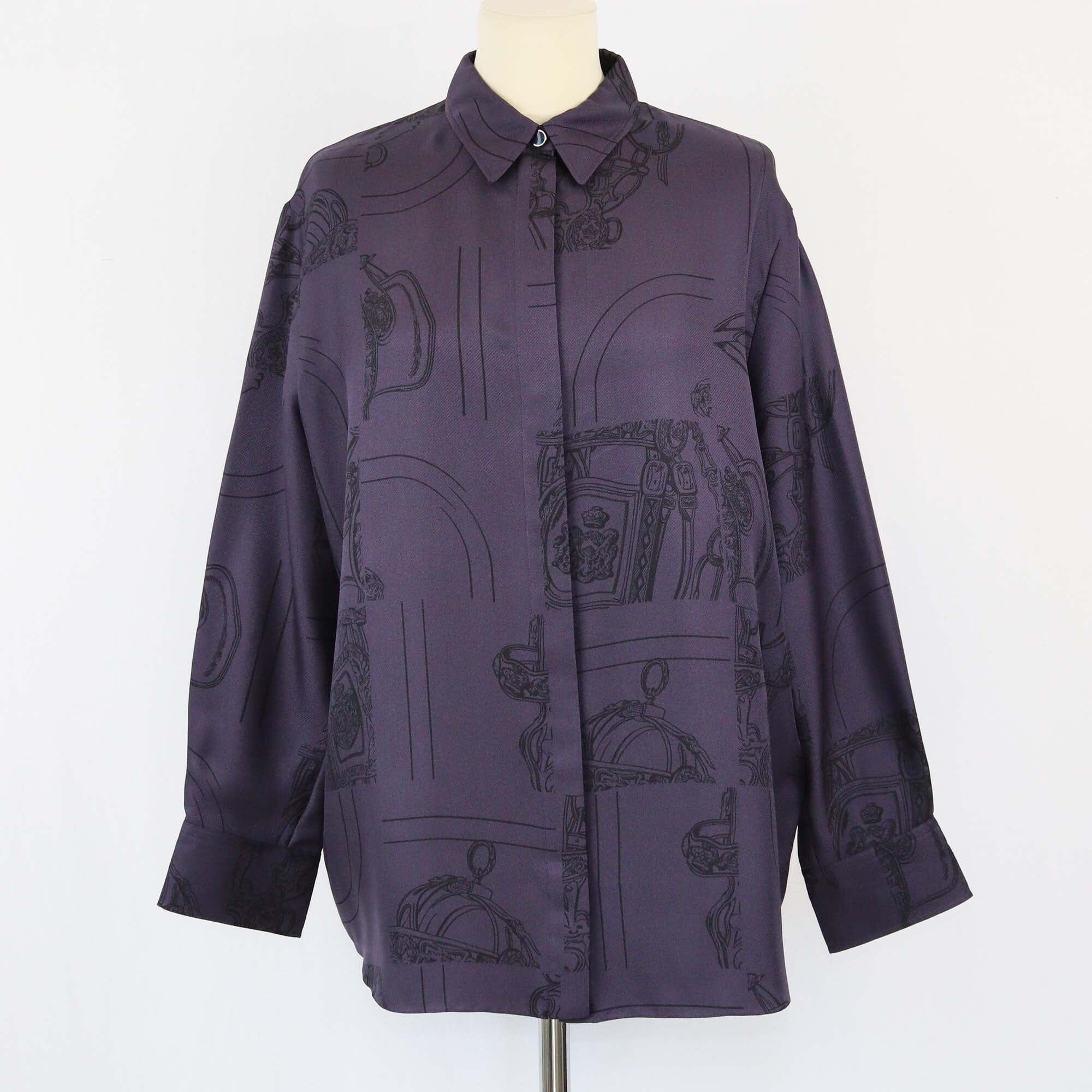 Hermes Violet En Desordre Finesse Long Sleeve Shirt Womens Hermes 