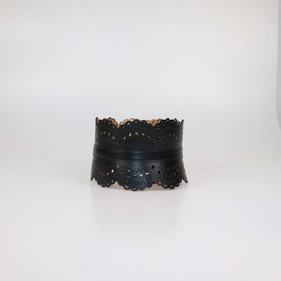 Alaia Black Leather Laser Cut Corset Belt