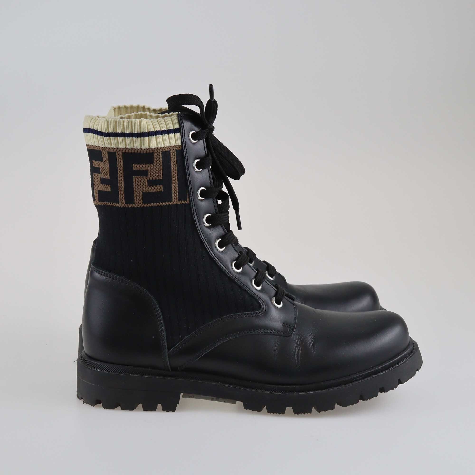 Fendi Black Rockoko Combat Boots