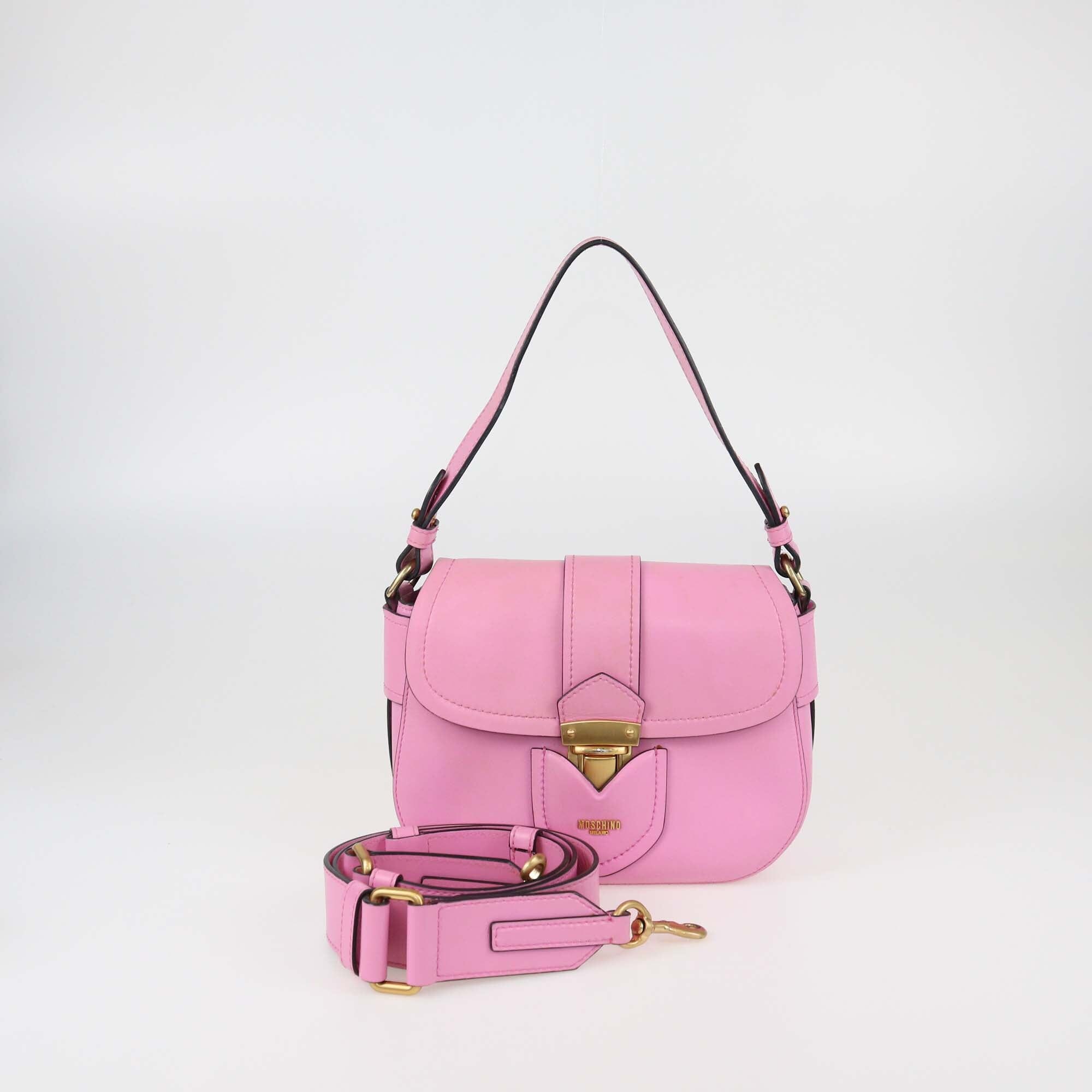 Moschino Pink Leather Hidden Lock Shoulder Bag Womens Moschino 