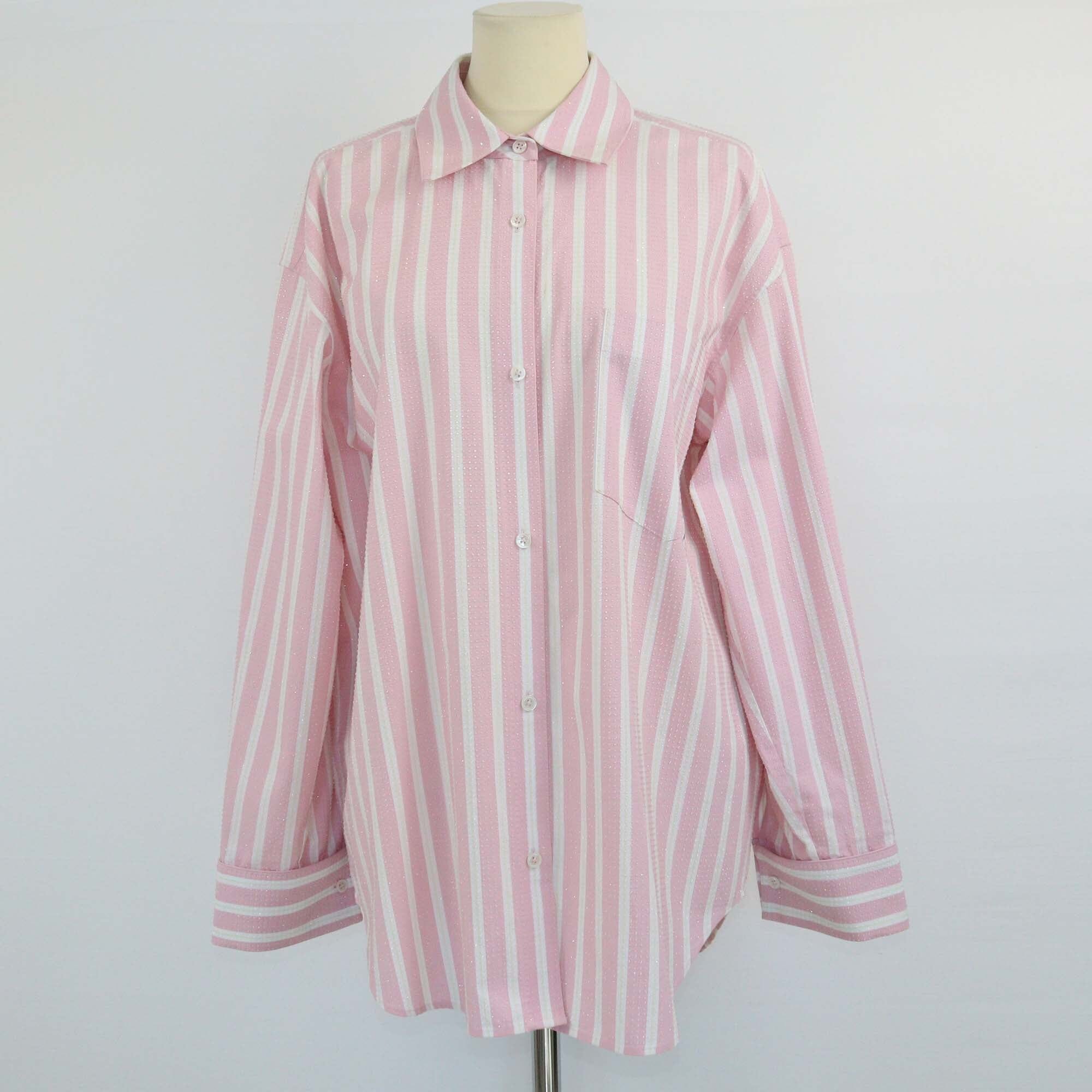 Alexander Wang Pink Stripe Cyrstal Embellished Button Up Shirt Womens Alexander Wang 