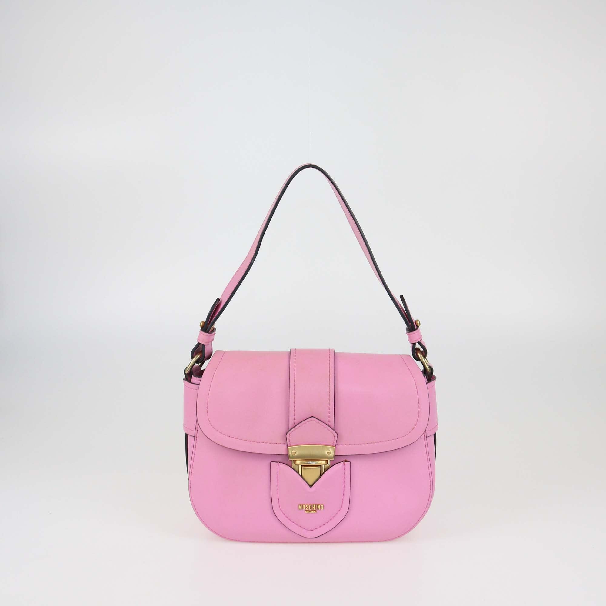 Moschino Pink Leather Hidden Lock Shoulder Bag Womens Moschino 
