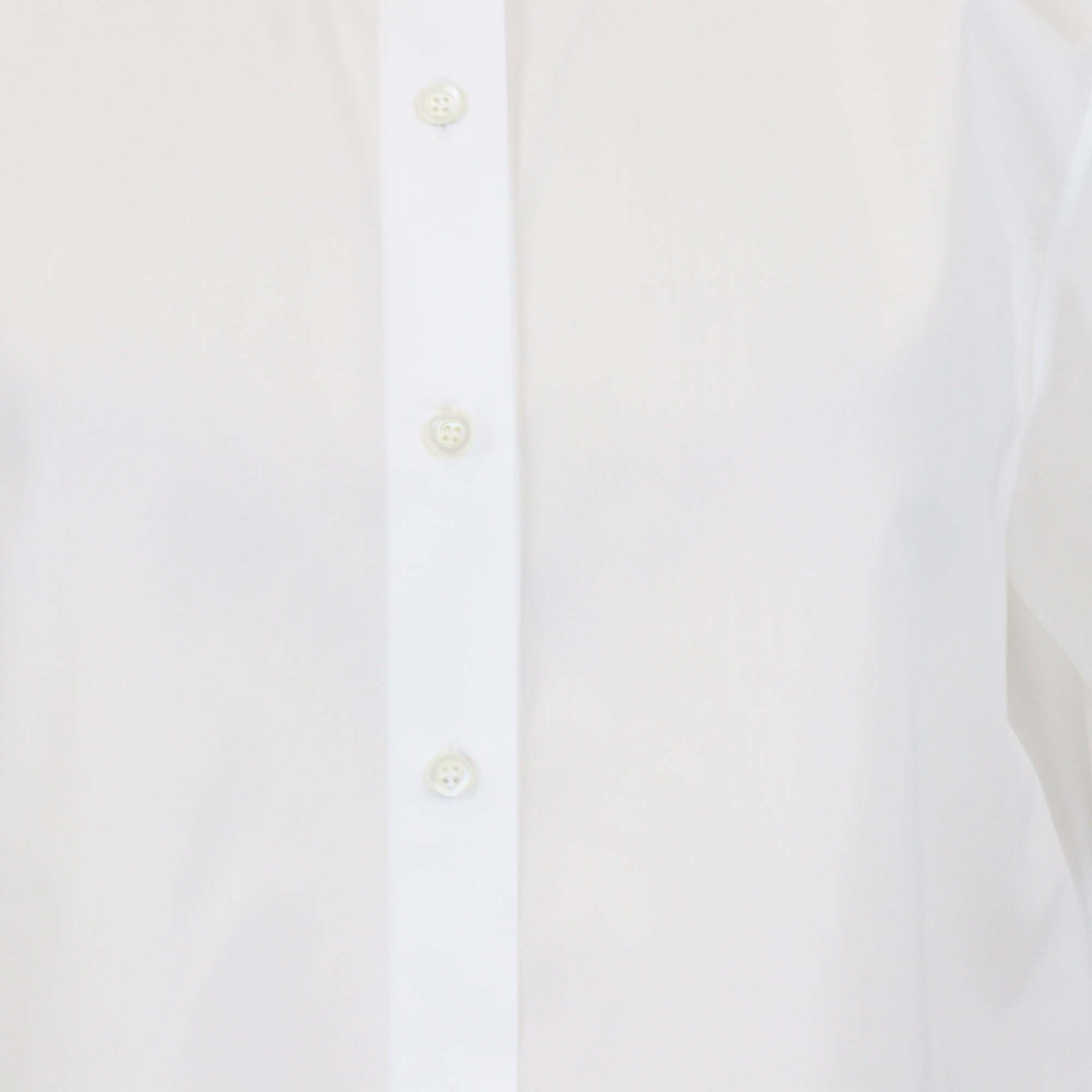 Christian Dior White Cotton Poplin Button Up Crop Blouse
