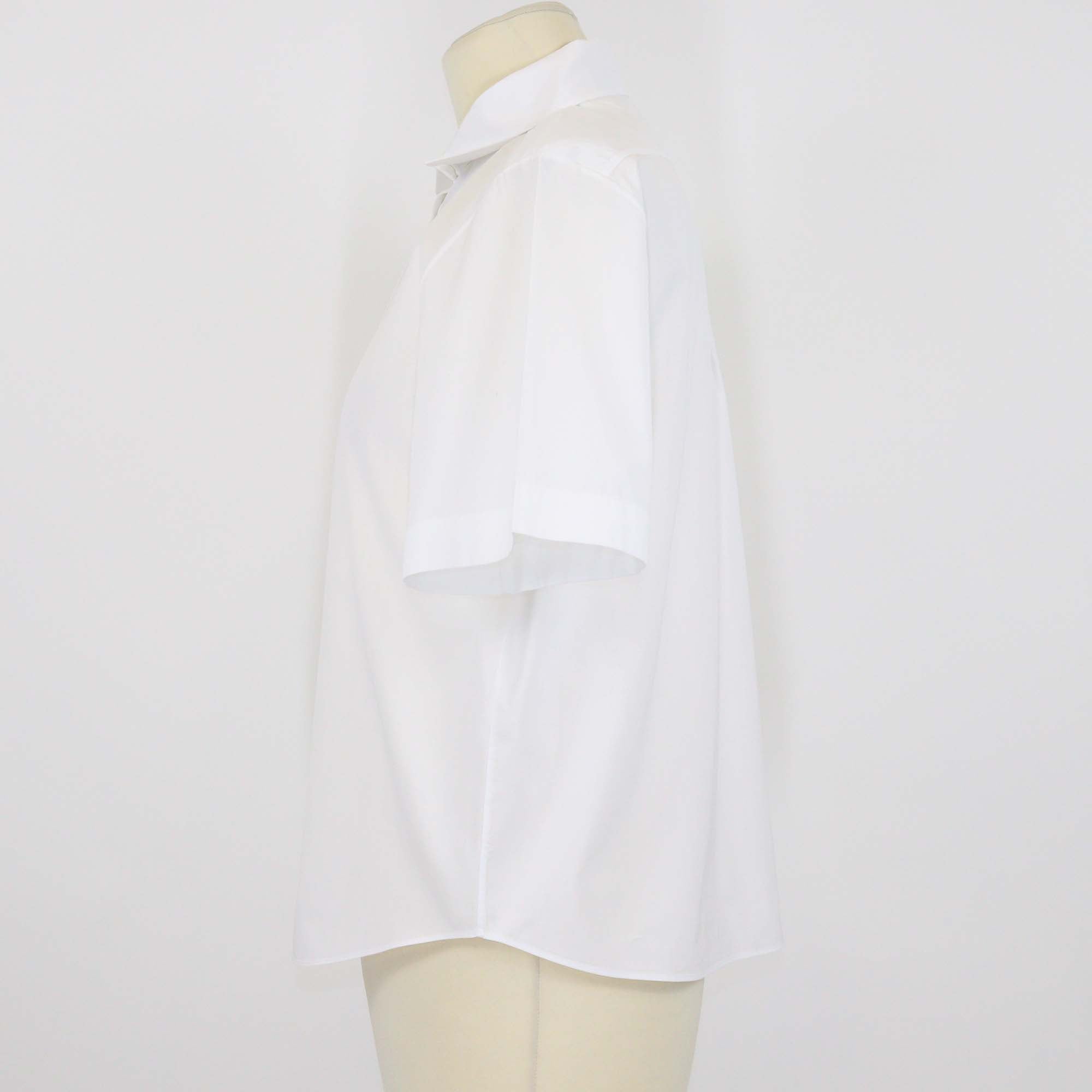 Christian Dior White Cotton Poplin Button Up Crop Blouse