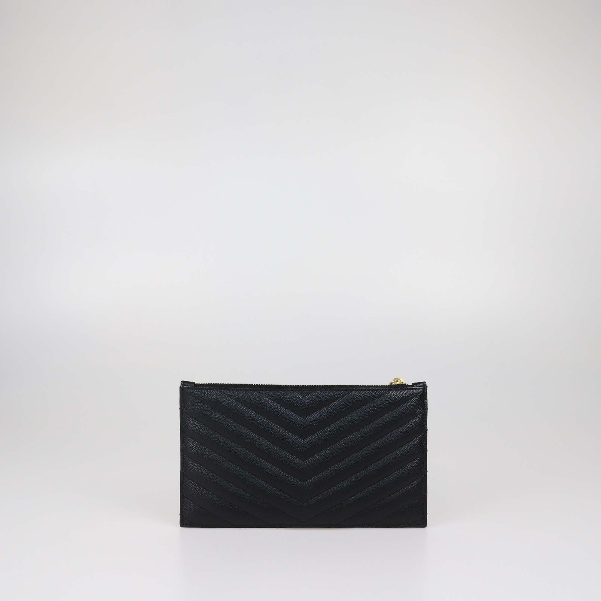 Saint Laurent Black Matelasse Leather Cassandre Pouch
