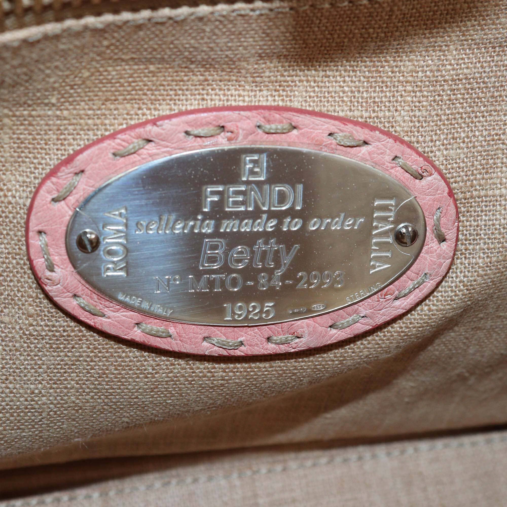Fendi Pink Selleria Ostrich Peekaboo Small Top Handle Bag Womens Fendi 