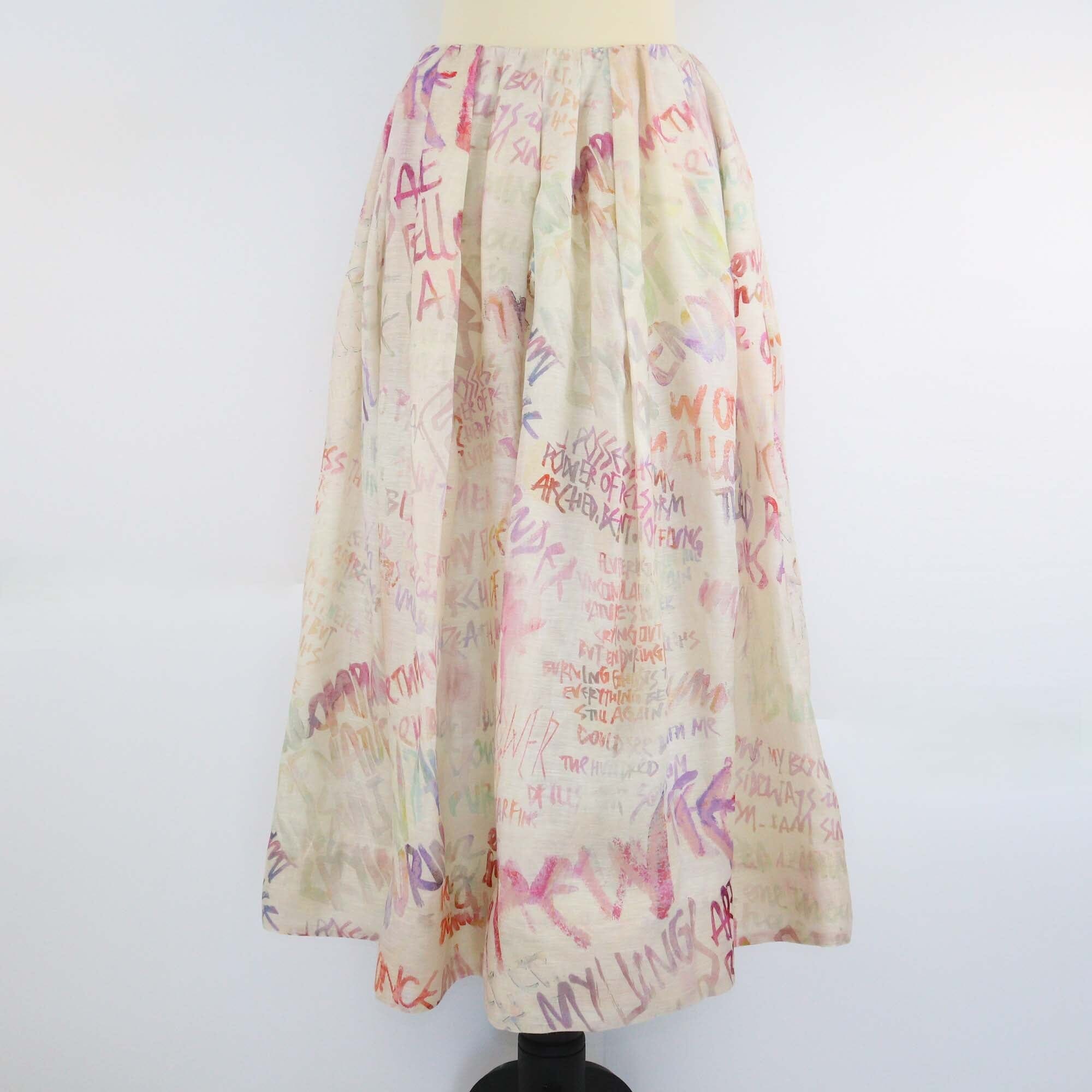 Zimmermann Off White Printed Ruffle Embellished Midi Skirt Womens Zimmermann 