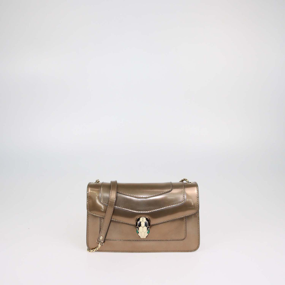 Bvlgari Bronze Patent Leather Serpenti Forever Shoulder Bag