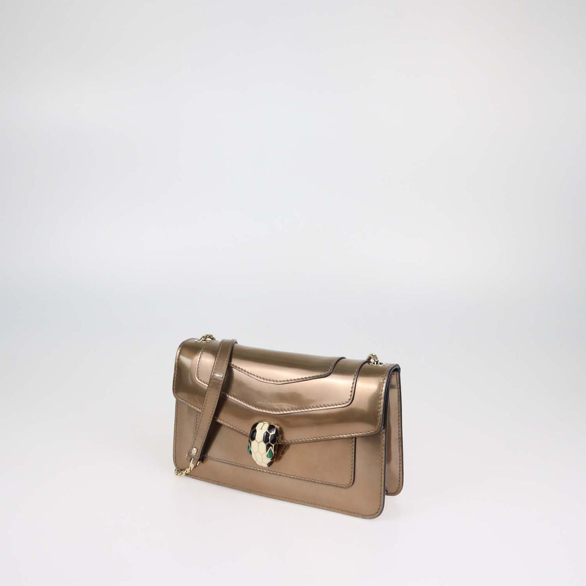 Bvlgari Bronze Patent Leather Serpenti Forever Shoulder Bag