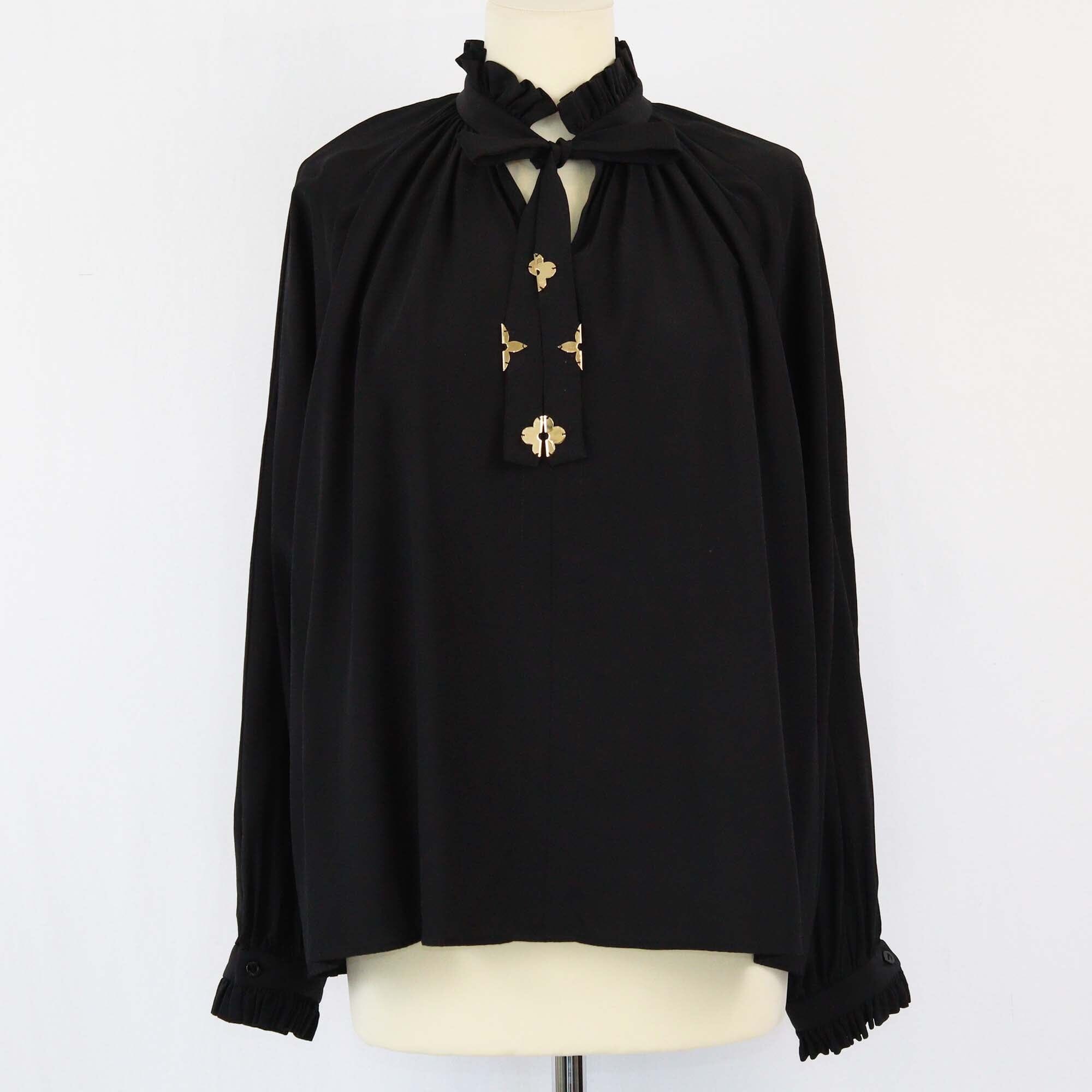 Louis Vuitton Black Tie Detail Blouse Womens Louis Vuitton 