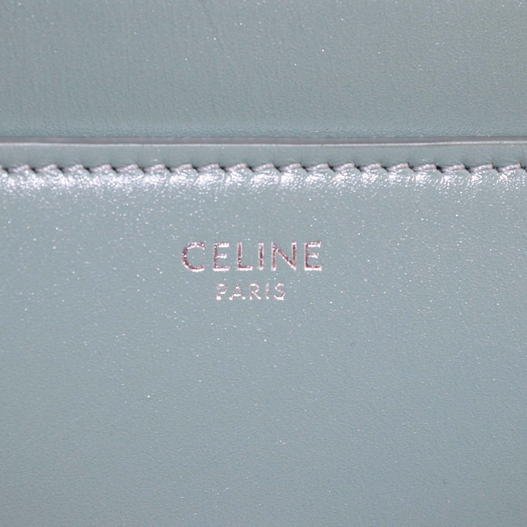 Celine Celadon Leather Small Classique 16 Top Handle Bag Womens Celine 