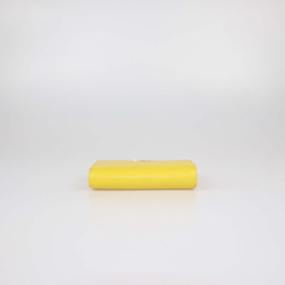 Prada Yellow Saffiano Metal Leather French Wallet