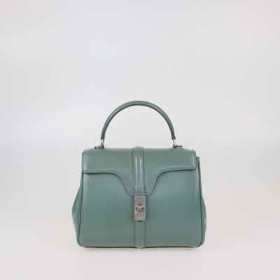 Celine Celadon Leather Small Classique 16 Top Handle Bag Womens Celine 
