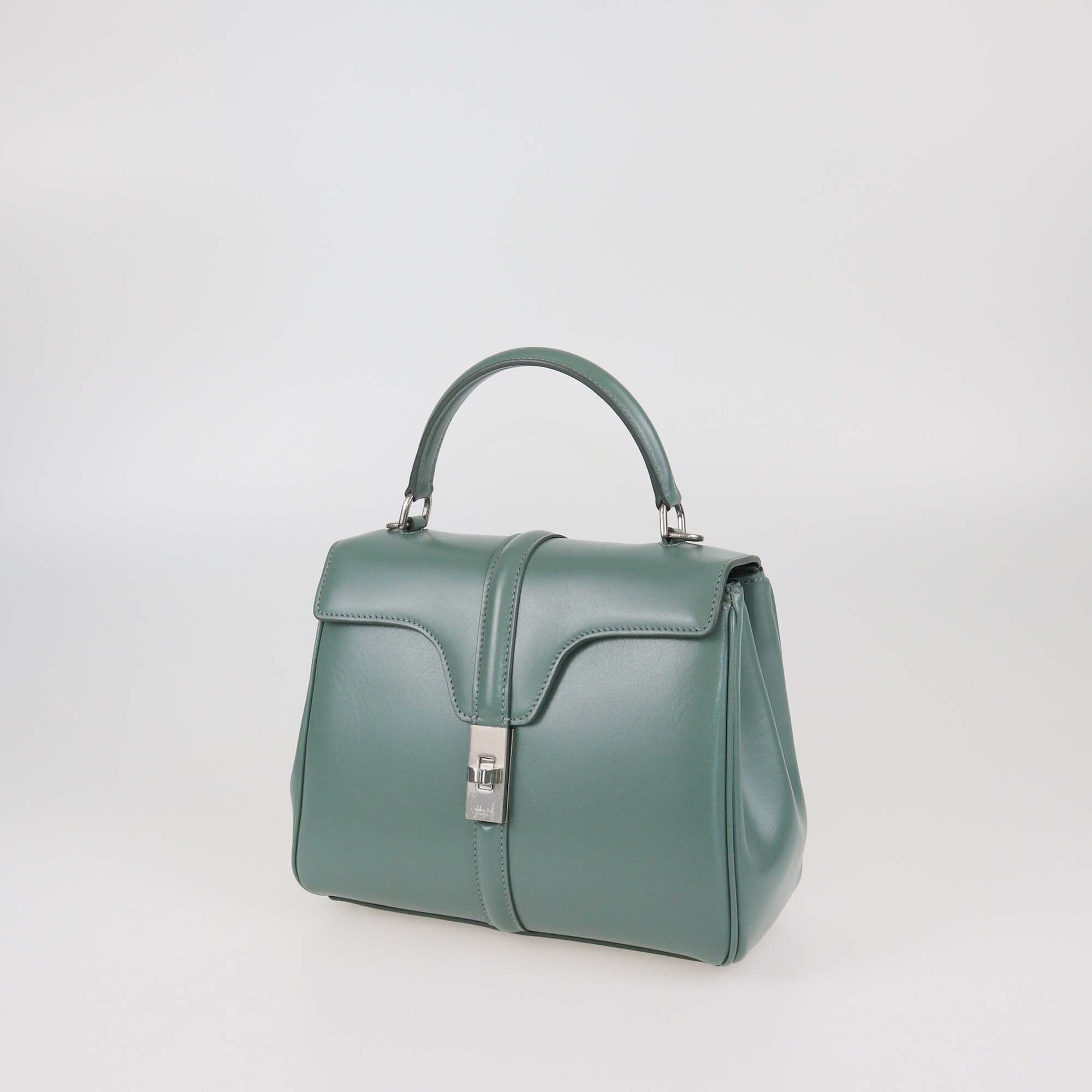 Celine Celadon Leather Small Classique 16 Top Handle Bag Womens Celine 
