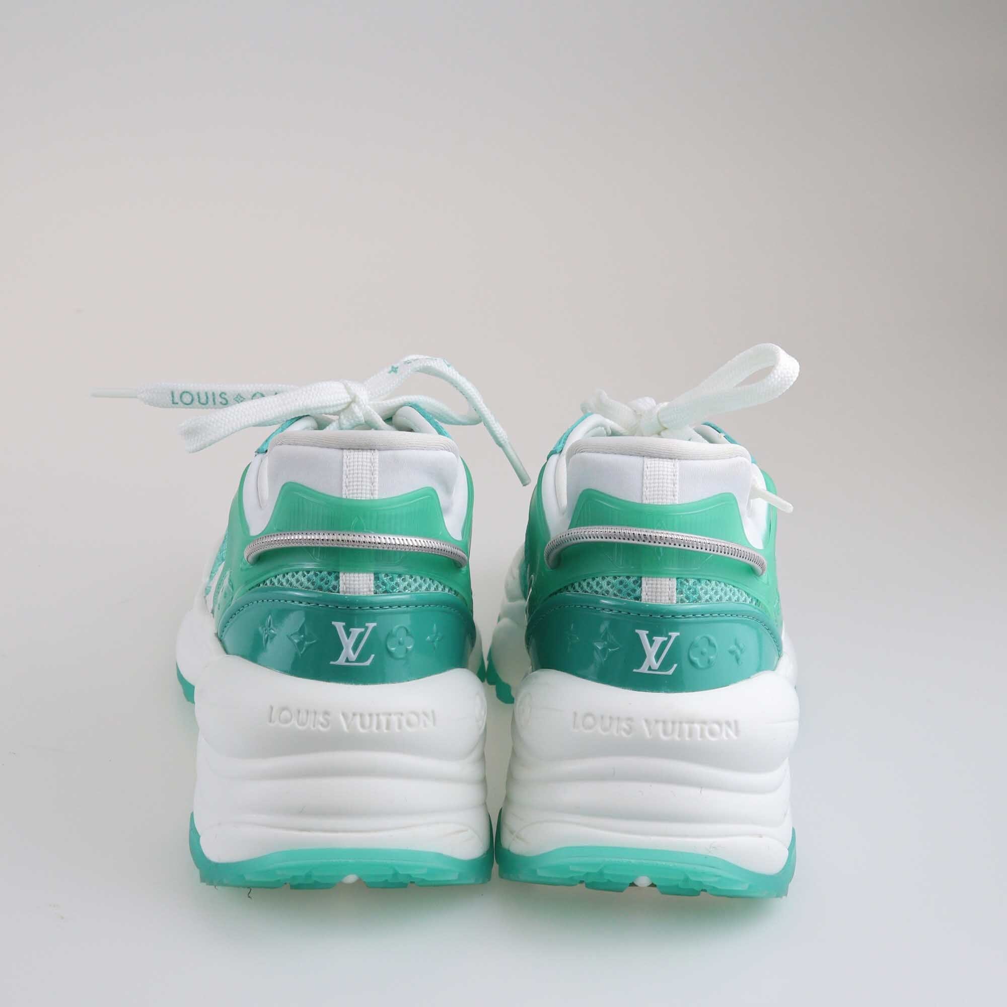 Louis Vuitton Green/White Run 55 Lace Up Sneakers Shoes Louis Vuitton 