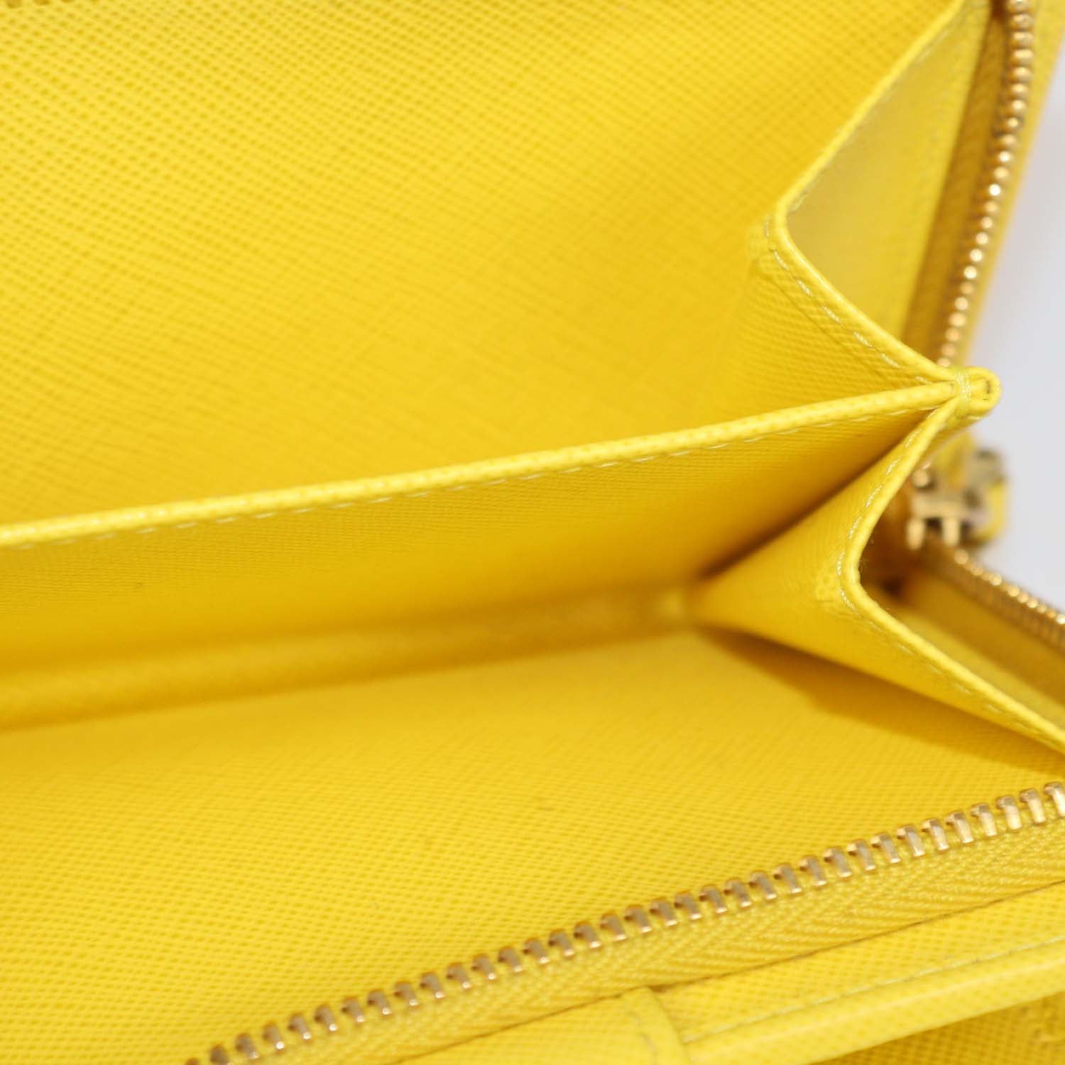 Prada Yellow Saffiano Metal Leather French Wallet