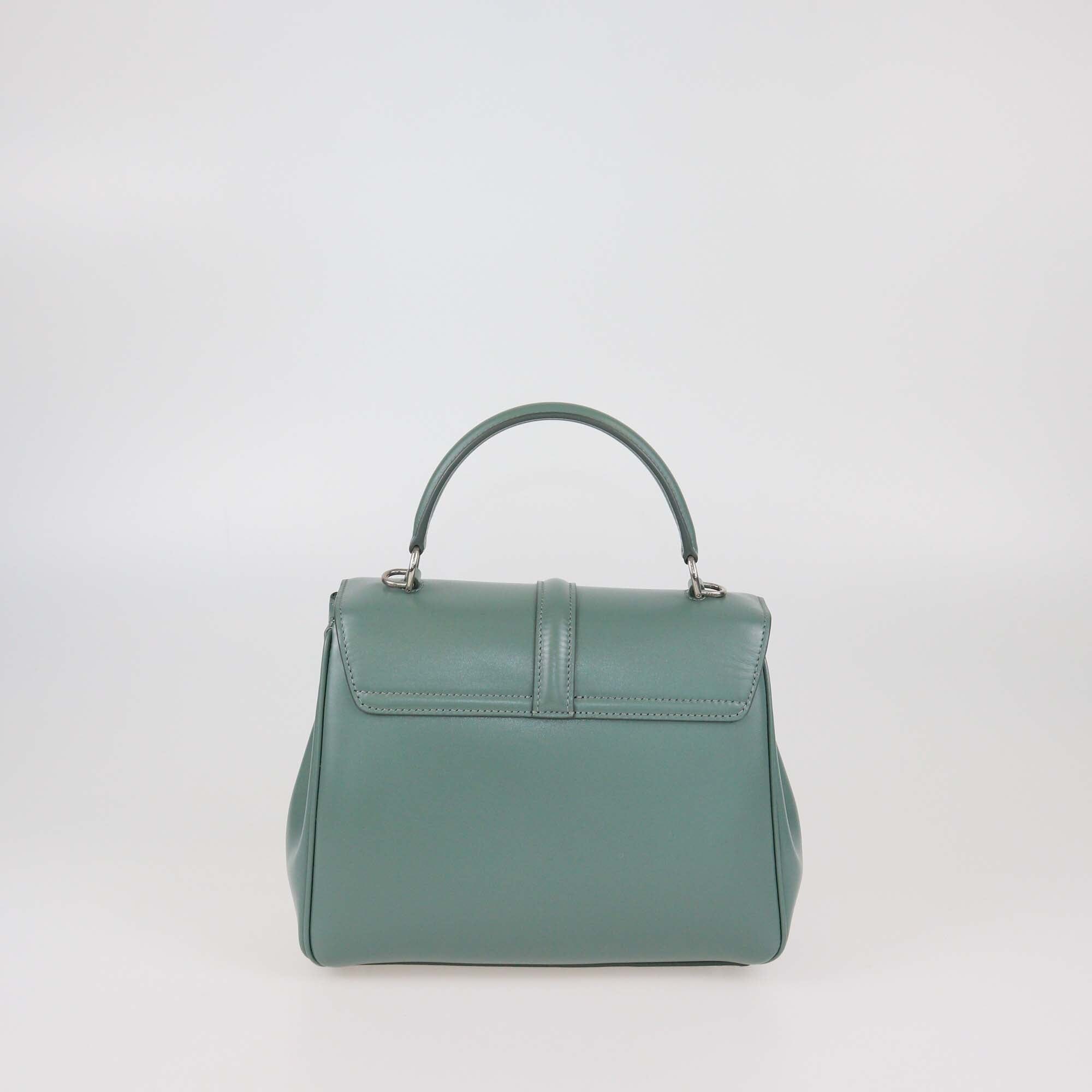Celine Celadon Leather Small Classique 16 Top Handle Bag Womens Celine 