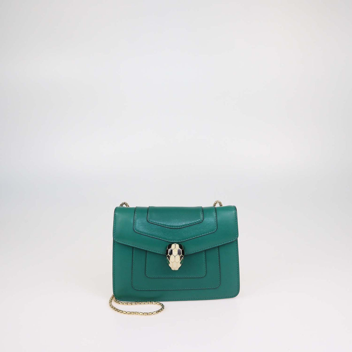 Bvlgari Green Leather Serpenti Forever Crossbody Bag