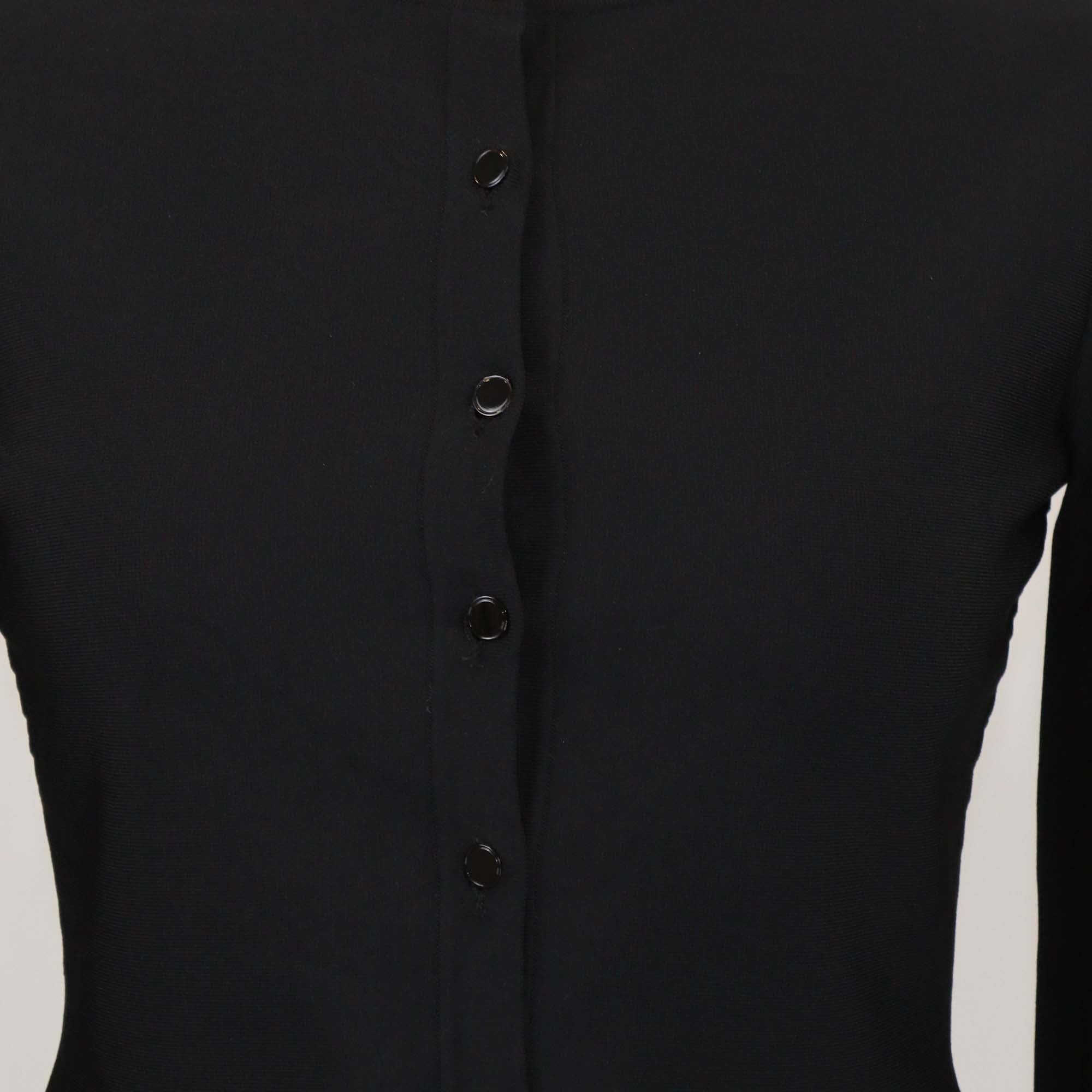 Louis Vuitton Black Blend Viscose Lace Trimmed Sleeve Crop Cardigan