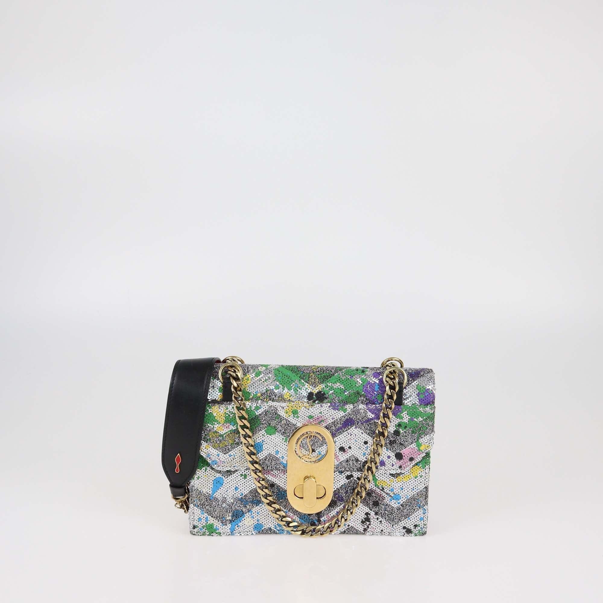 Christian Louboutin Multicolor Sequins & Leather Small Paillette Splash Elisa Shoulder Bag Womens Christian Louboutin 
