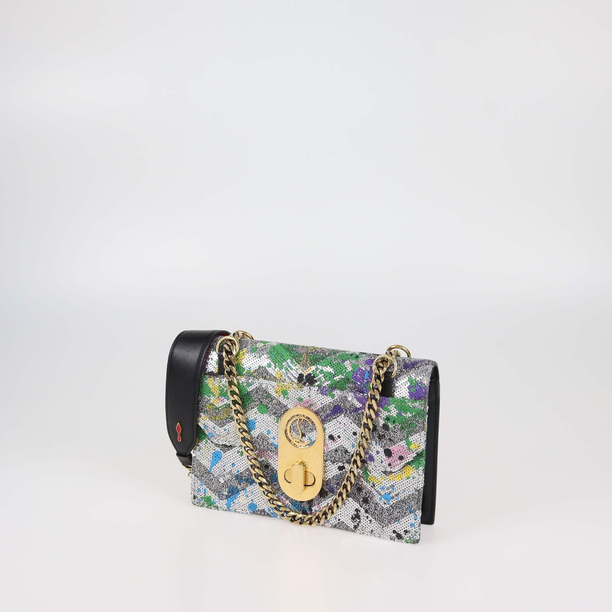 Christian Louboutin Multicolor Sequins & Leather Small Paillette Splash Elisa Shoulder Bag Womens Christian Louboutin 