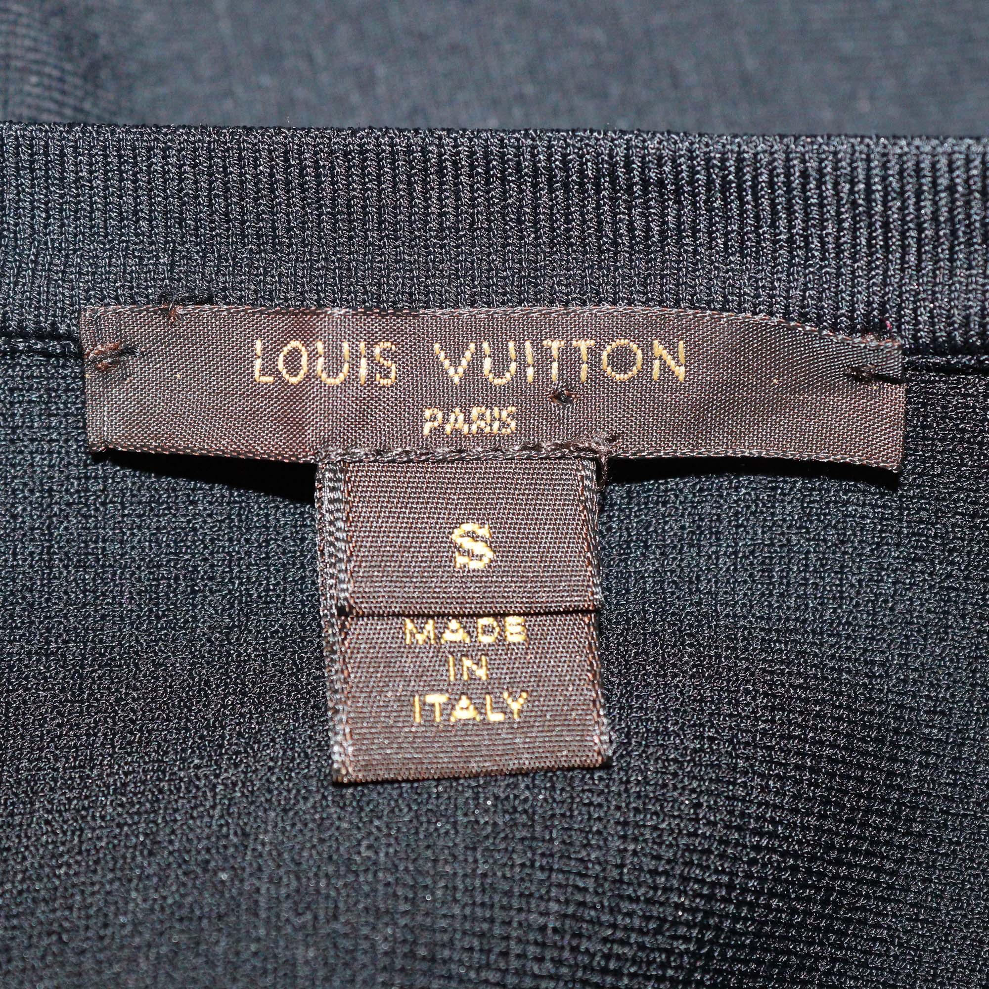 Louis Vuitton Black Blend Viscose Lace Trimmed Sleeve Crop Cardigan