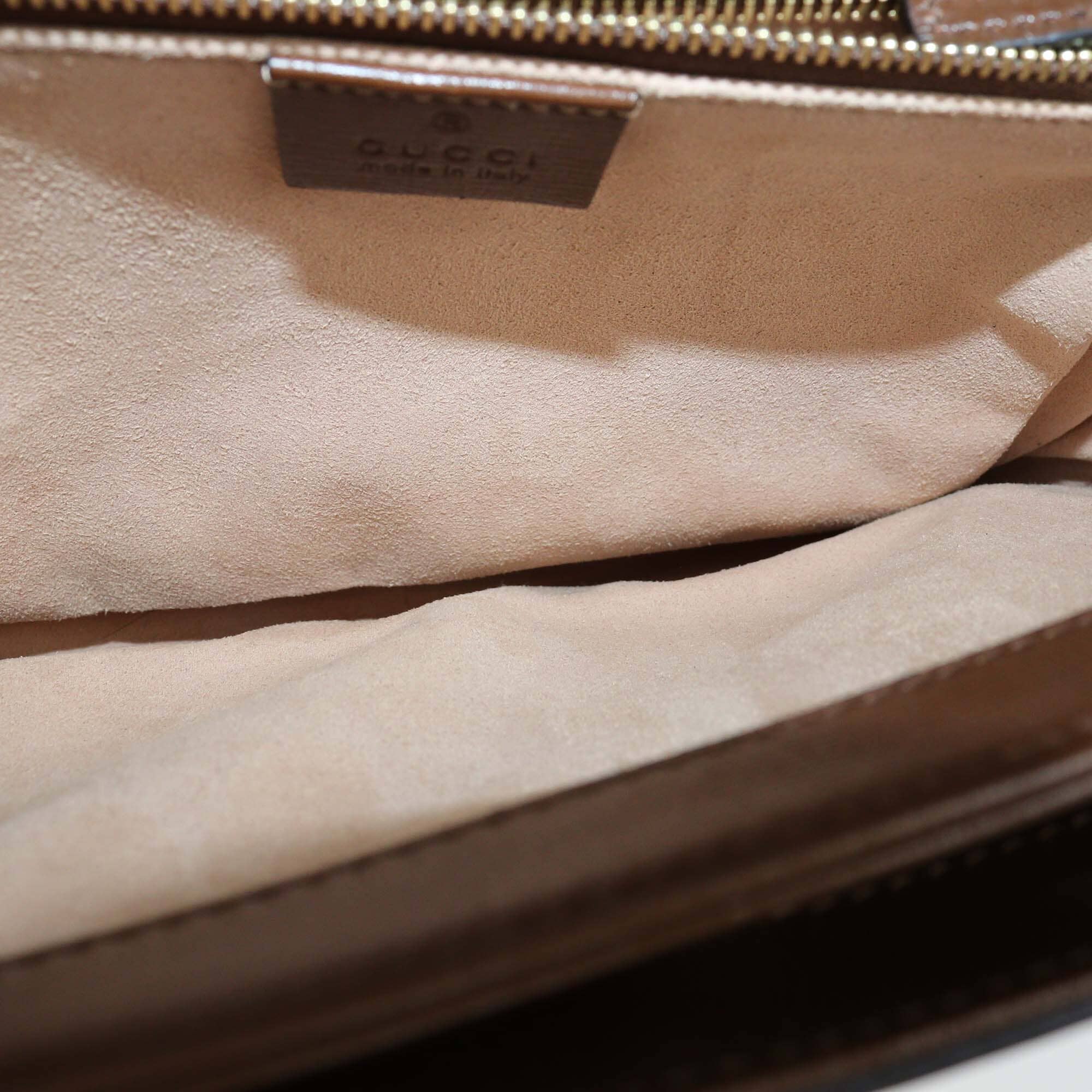 Gucci Brown/Beige GG Supreme Canvas Medium Horsebit 1955 Flap Shoulder Bag Womens Gucci 