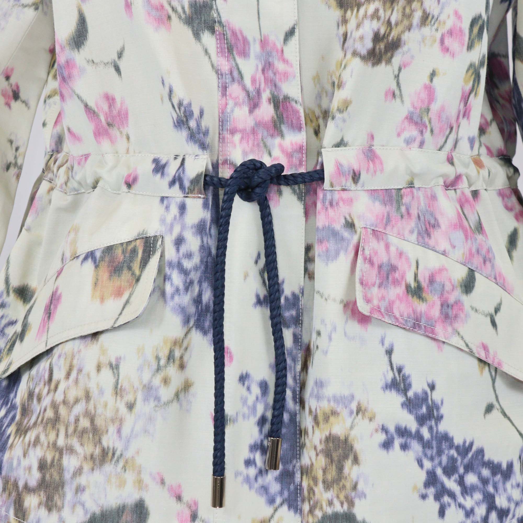 CH Carolina Herrera Multicolor Cotton Floral Print Chiné A-Line Jacket & Belted Maxi Skirt Set