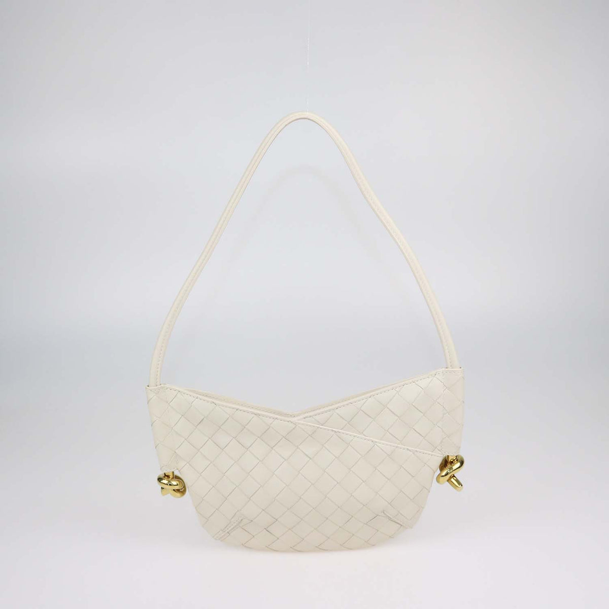 Bottega Veneta Sea Salt Intrecciato Leather Baby Solstice Shoulder Bag